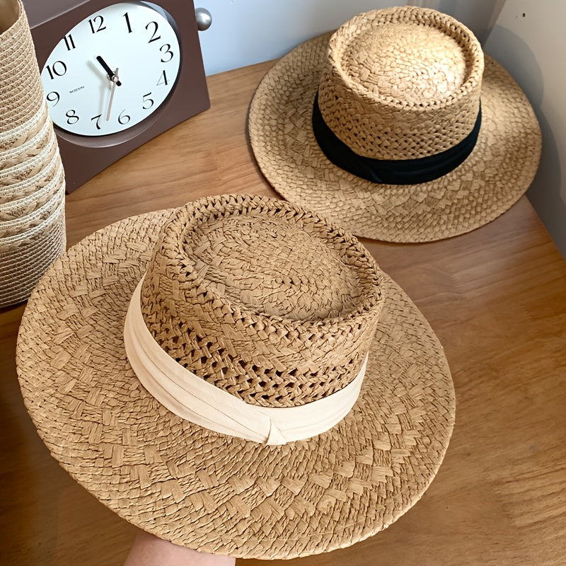 1pc Fitted Raffia Crochet Straw Hat with Breathable Design for Women | Spring\u002FSummer Occasion Wear | Birthday Present