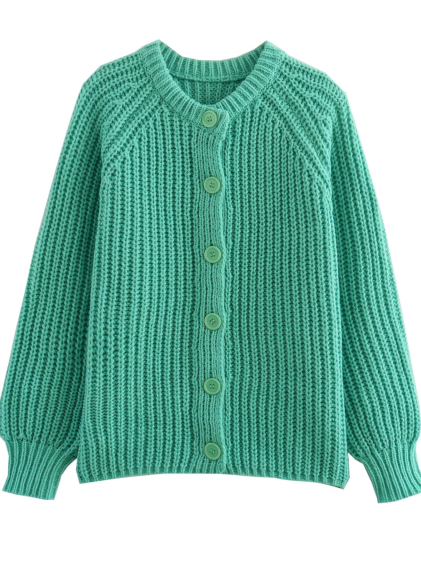 HERTALK Women's Elegant Sweater, Solid Color Round Neck, Fashion Buttoned Cardigan