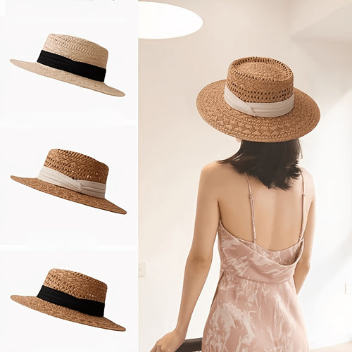 1pc Fitted Raffia Crochet Straw Hat with Breathable Design for Women | Spring\u002FSummer Occasion Wear | Birthday Present