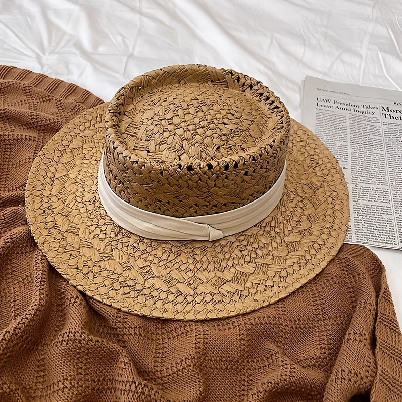1pc Fitted Raffia Crochet Straw Hat with Breathable Design for Women | Spring\u002FSummer Occasion Wear | Birthday Present
