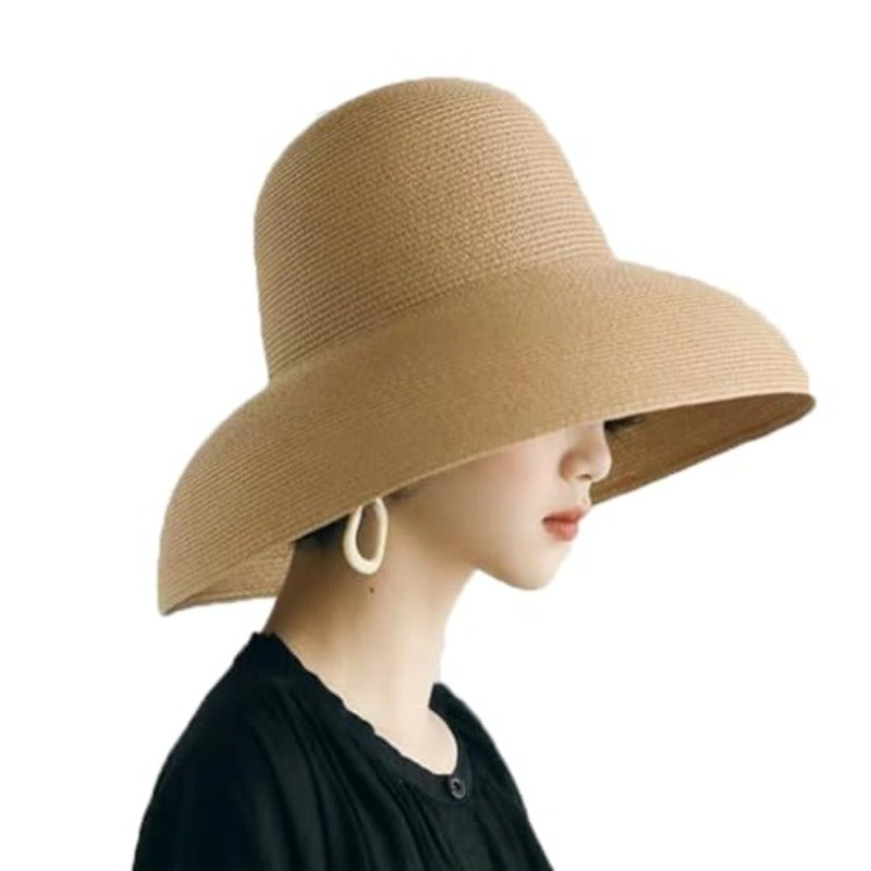 Women Floppy Sun Hat Wide Brim Straw Beach Cap Straw Foldable Sun Hat for Summer